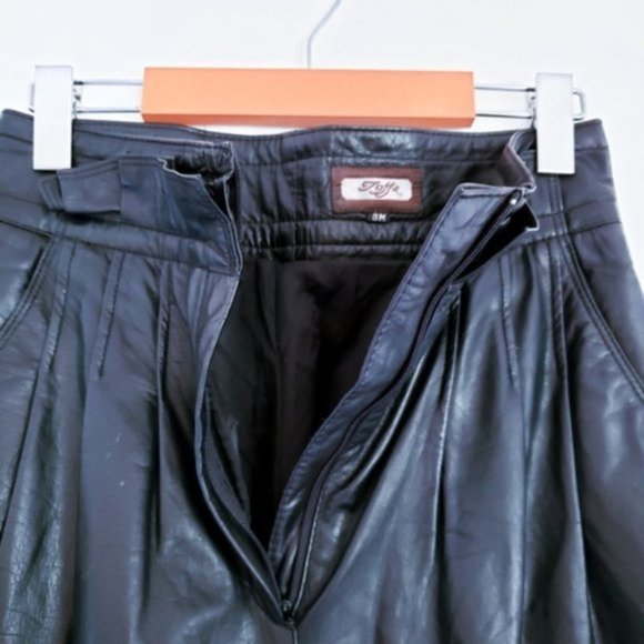 Vintage 80s Leather High Waisted Pants 8M - Picture 7 of 8